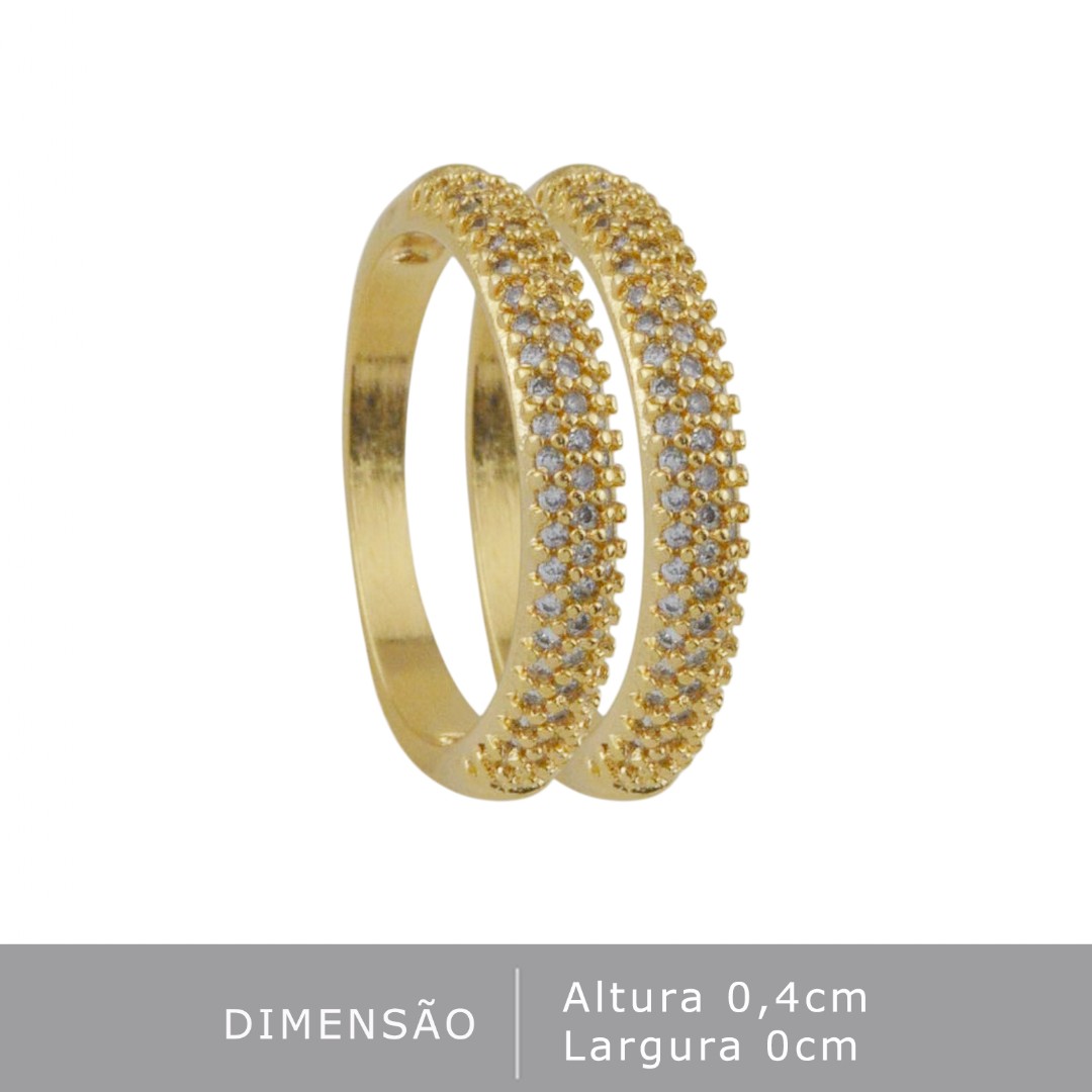 PORTA-ALIANÇA MICRO ZIRCÔNIA TAMANHO 20 PEQUENO OURO FOLHEADO