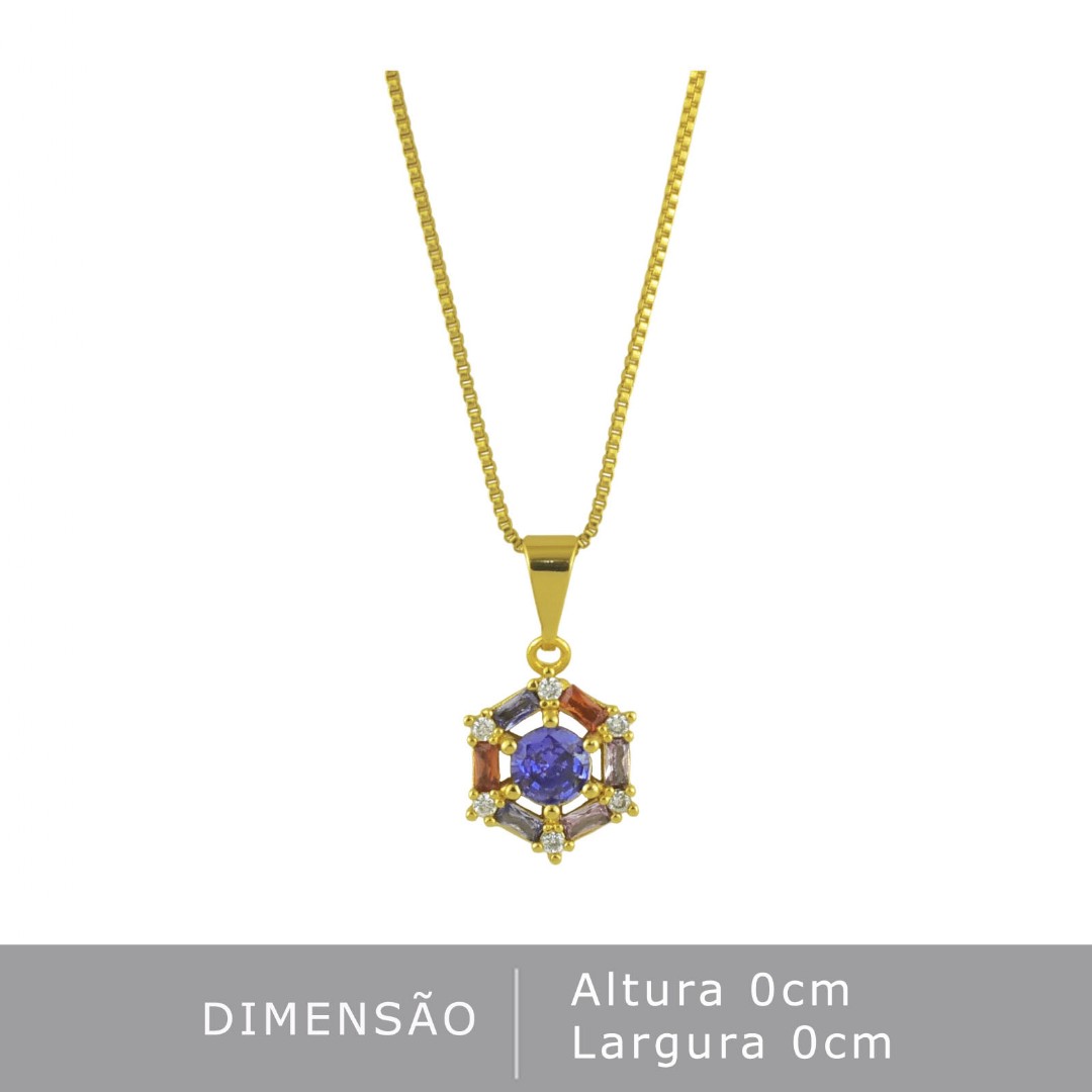 COLAR COLORIDO PEQUENO OURO FOLHEADO