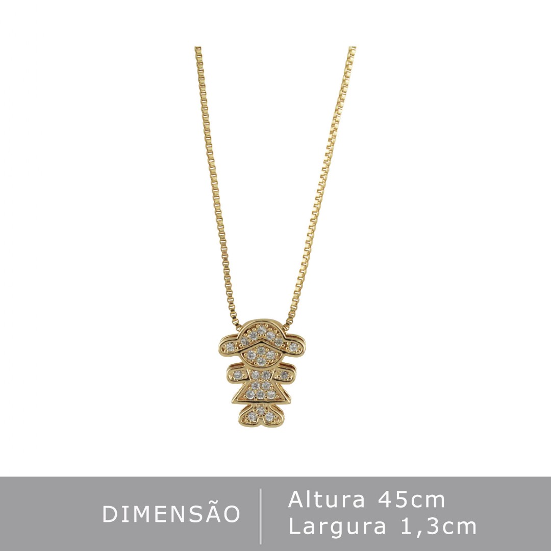 COLAR FILHOS MENINA PEQUENO OURO FOLHEADO