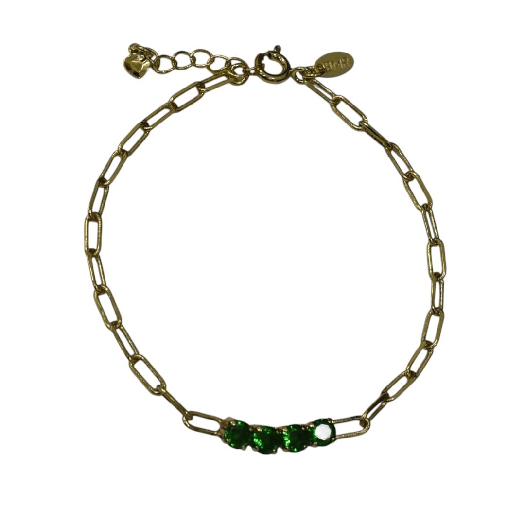 PULSEIRA VERDE PEQUENO OURO FOLHEADO