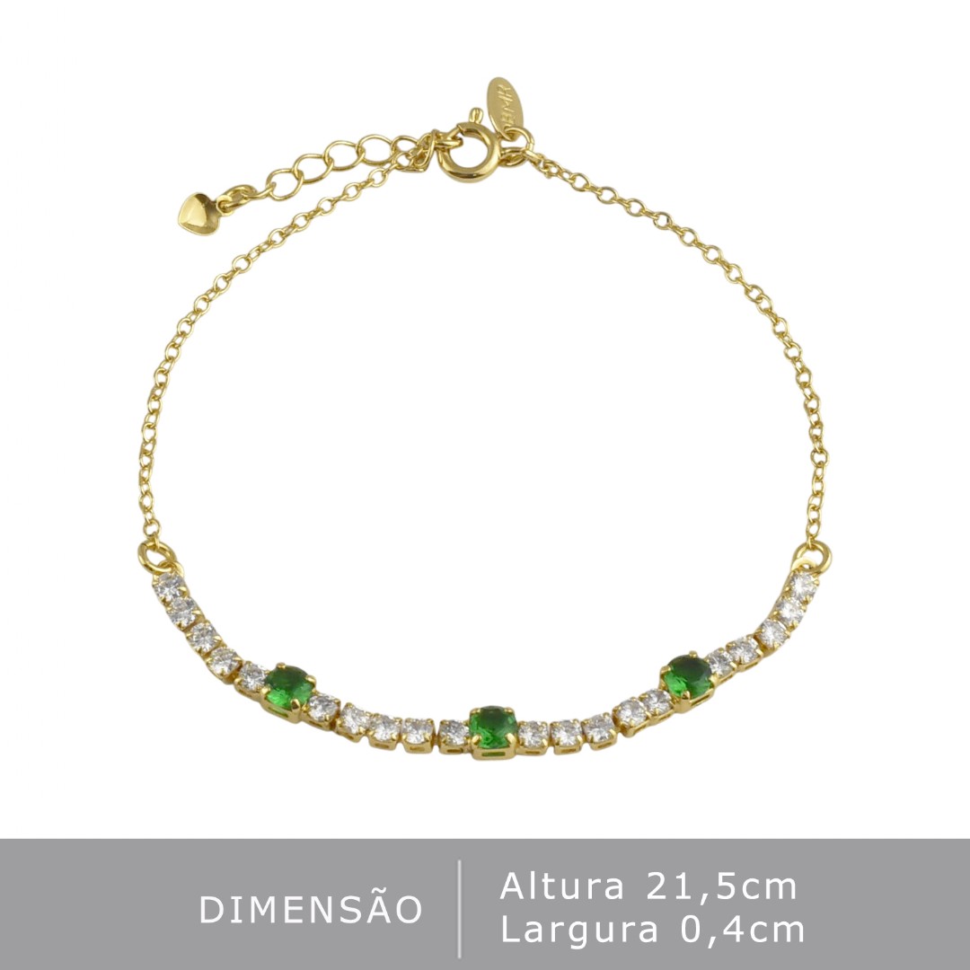 PULSEIRA VERDE PEQUENO OURO FOLHEADO