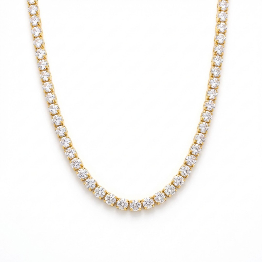 COLAR ZIRCÔNIA RIVIERA PEQUENO OURO BANHADO