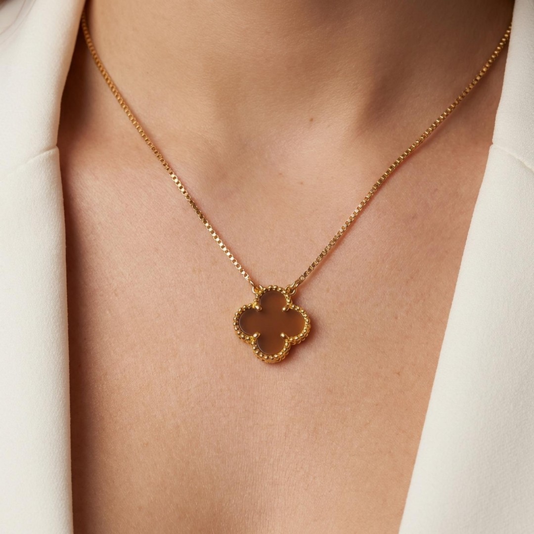 COLAR TENDÊNCIA Van Cleef PEQUENO OURO FOLHEADO