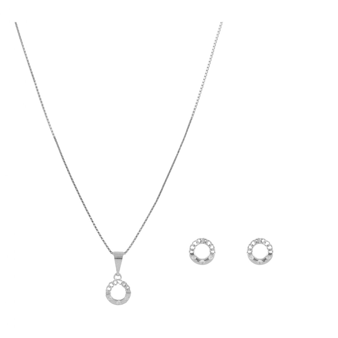 CONJUNTO ZIRCÔNIA PEQUENO RÓDIO FOLHEADO