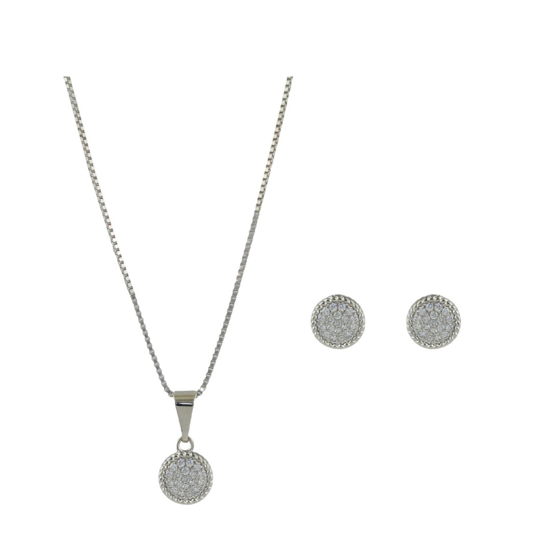 CONJUNTO ZIRCÔNIA PEQUENO RÓDIO FOLHEADO