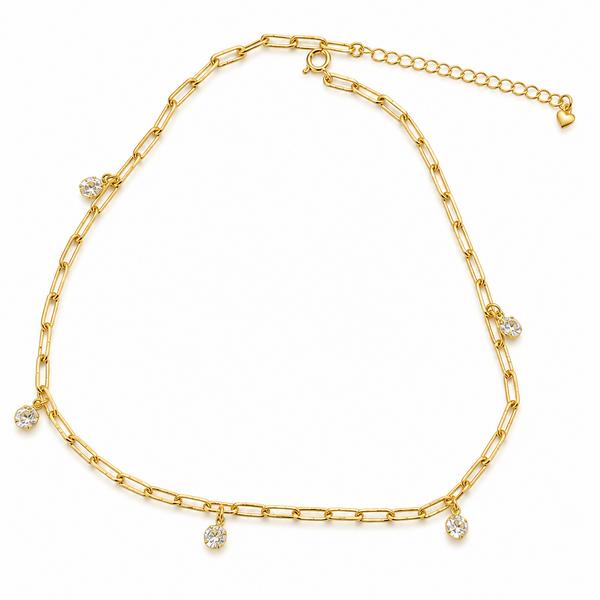 COLAR ZIRCÔNIA CHOKER PENDURICALHO PEQUENO OURO BANHADO