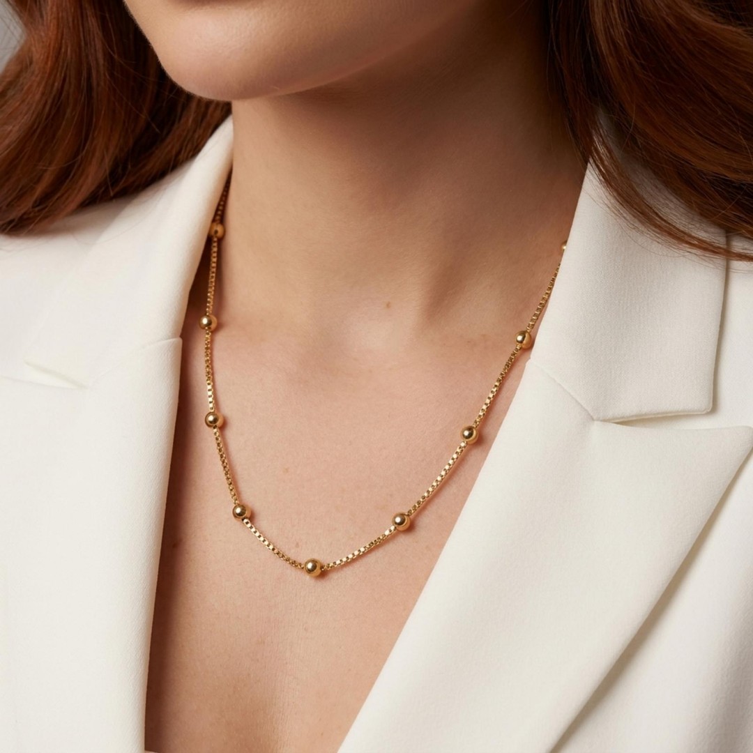 COLAR LIS CHOKER BOLINHA PEQUENO OURO BANHADO