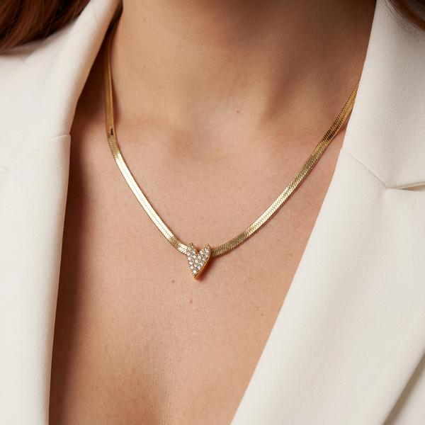 COLAR CORAÇÃO ZIRCONIA PEQUENO OURO BANHADO