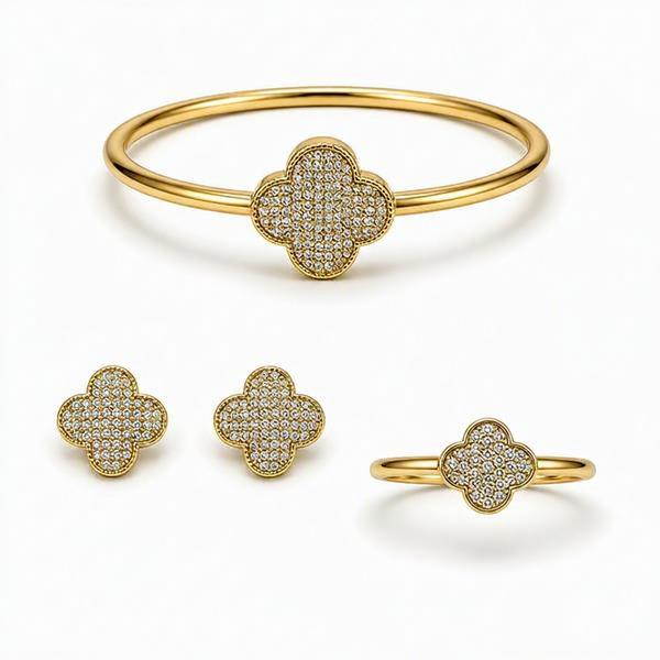 CONJUNTO ZIRCÔNIA TAMANHO 20 PEQUENO OURO BANHADO