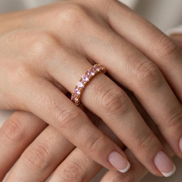 ANEL ROSA TAMANHO 22 PEQUENO OURO BANHADO