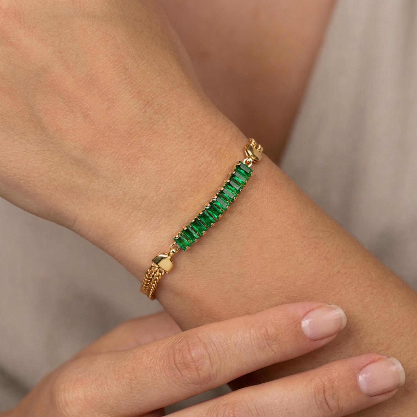PULSEIRA VERDE PEQUENO OURO BANHADO