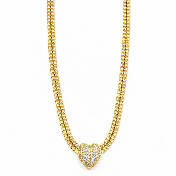 COLAR CORAÇÃO ZIRCONIA PEQUENO OURO BANHADO