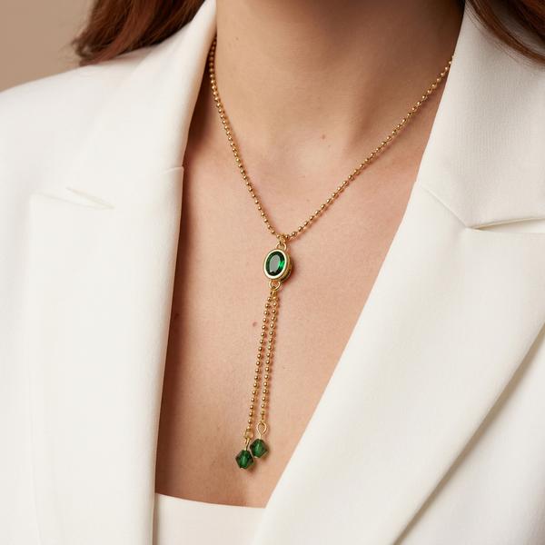 COLAR VERDE PEQUENO OURO BANHADO
