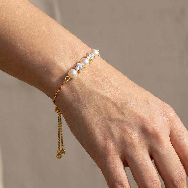 PULSEIRA PÉROLA PEQUENO OURO BANHADO
